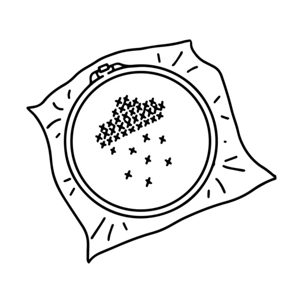 Cucire Croce Sul Cerchio Illustrazione Vettoriale Bianco Nero Isolata Sfondo — Vettoriale Stock
