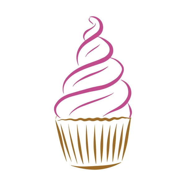 Cupcake Creme Ilustração Vetor Cores Uma Confeitaria Desenhado Mão Isolado — Vetor de Stock