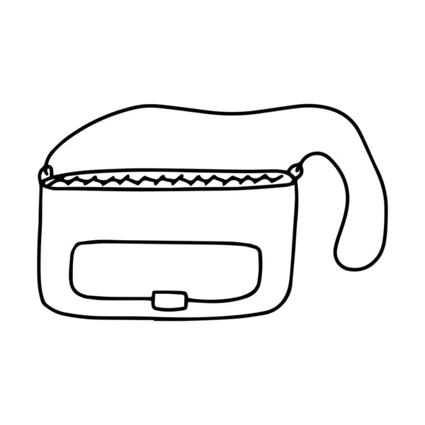 Schwarz Weiße Damenhandtasche Kosmetiktasche Doodle Stil Einfache Vektorillustration Von Hand — Stockvektor