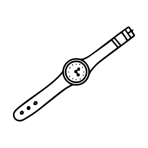 Schwarz Weiße Armbanduhr Gürtel Doodle Stil Nicht Getragene Armbanduhr Uhr — Stockvektor