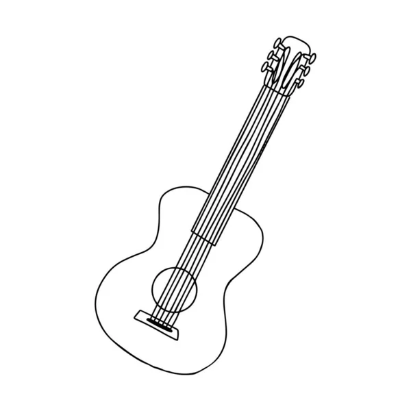 stock vector Classical guitar. Doodle style. Black and white vector illustration. The element is hand-drawn and isolated on a white background. Musical string instrument. simple design.