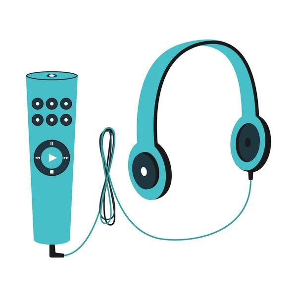 Museum Audioguide Mit Kopfhörer Digitaler Audioguide Für Touristen Kabelgebundene Kopfhörer — Stockvektor