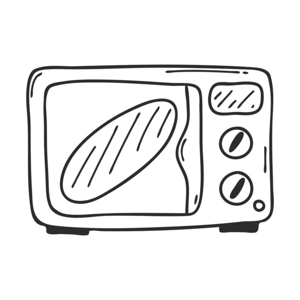 Oven Doodle Style Kitchen Electrical Appliances Cooking Design Element Menu — Stock Vector