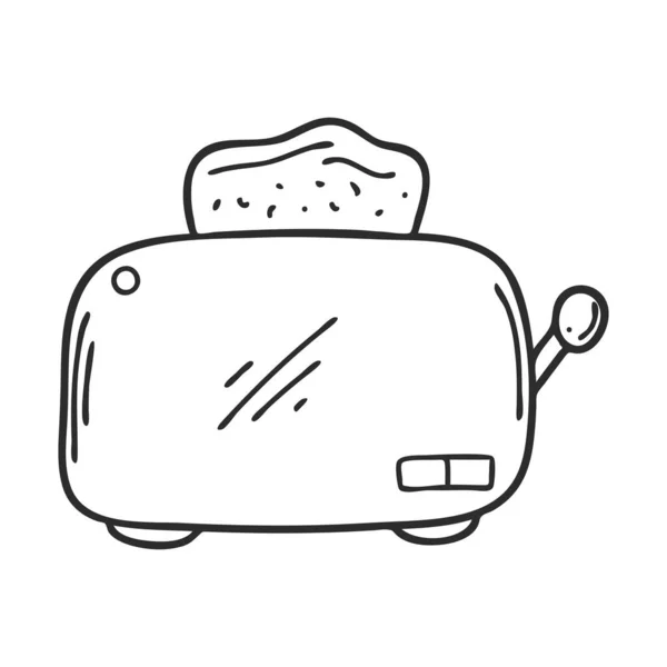 Электрический Тостер Стиле Дудла Кухонный Прибор Приготовления Тостов Завтрак Элемент — стоковый вектор