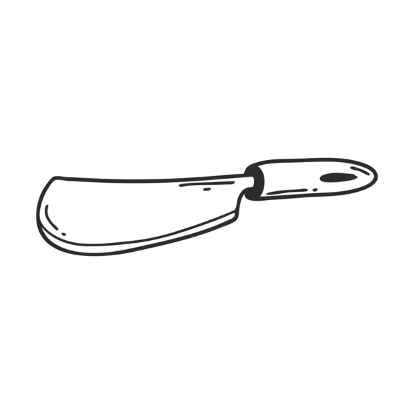 Couteau Métal Coupe Viande Dans Style Doodle Ustensiles Cuisine Inventaire — Image vectorielle