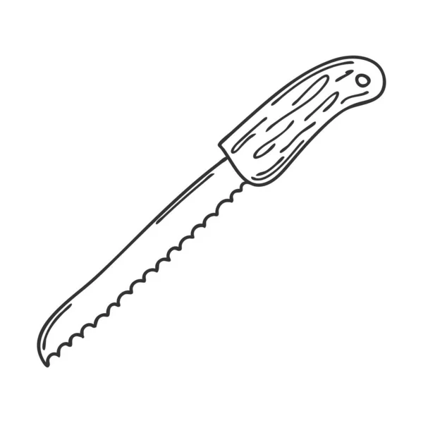 Ножевая Пила Хлеба Кухонные Принадлежности Кухонные Принадлежности Элемент Дизайна Дизайна — стоковый вектор