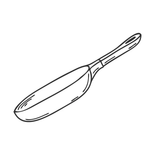 用手柄烤锅 厨房配件 做油炸食品 菜单设计和食谱的设计元素 用手绘的图解 用白色隔开 黑白传病媒介 — 图库矢量图片