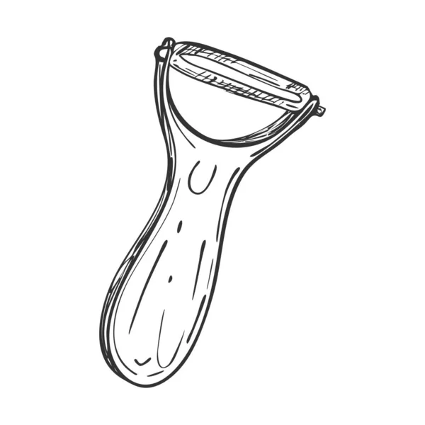 Éplucheur Légumes Dans Style Doodle Dessin Couteau Épluchage Aux Légumes — Image vectorielle