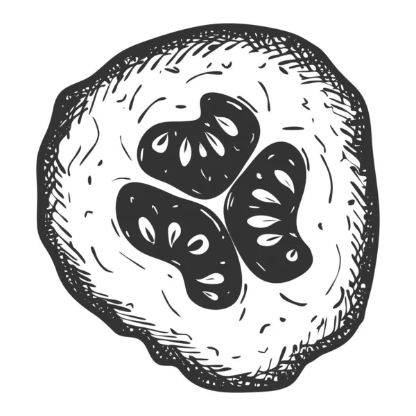 Een Dwarsdoorsnede Van Een Komkommer Handgetekend Geïsoleerd Wit Design Element — Stockvector
