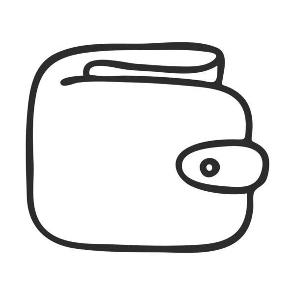 Бумажник Сумочка Стиле Дудла Символ Покупок Денег Бизнеса Икона Нарисована — стоковый вектор