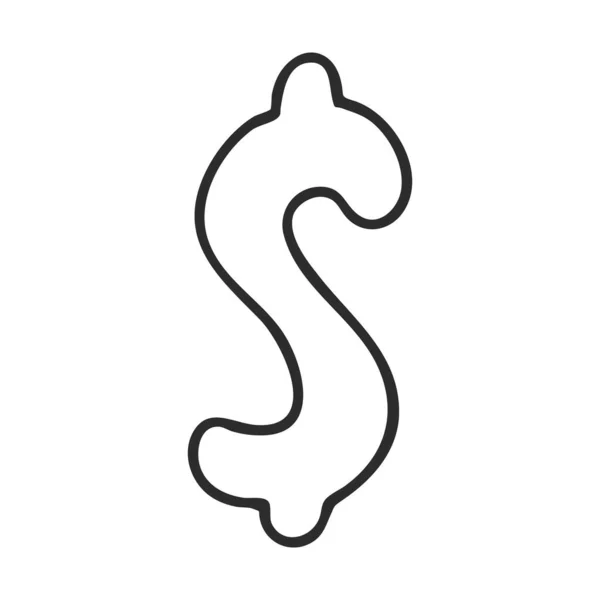 Dollar Symbol Doodle Style International Currency Hand Drawn Isolated White — Stock Vector