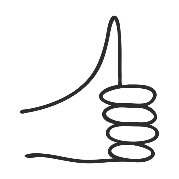 Hånd Med Tommel Opp Doodle Stil Symbolet Samtykke Godkjenning Støtte – stockvektor