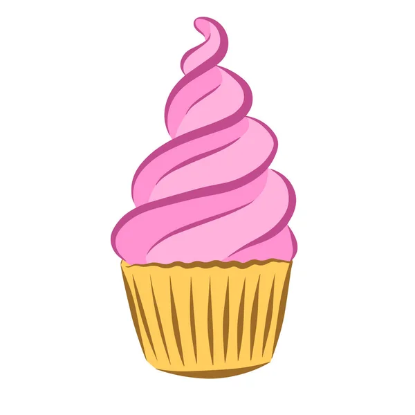 Crème Cupcake Kleur Vector Illustratie Van Een Snoepgoed Handgetekend Geïsoleerd — Stockvector