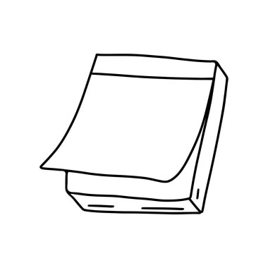 Doodle tarzında kare çıkartmalar. Yapışkan notlar. Hatırlatmalar. Kırtasiye, ofis, yaratıcılık teması üzerine basit bir tasarım unsuru. Beyaza el çizimi ve izole edilmiş. Siyah ve beyaz vektör çizimi