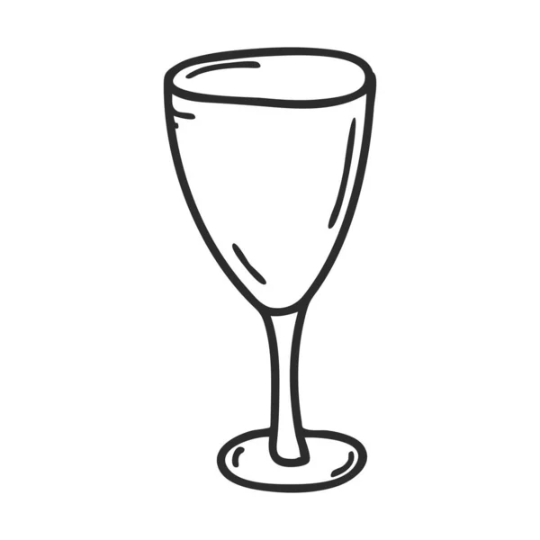 Verre Vin Vide Style Caniche Des Ustensiles Cuisine Élément Design — Image vectorielle