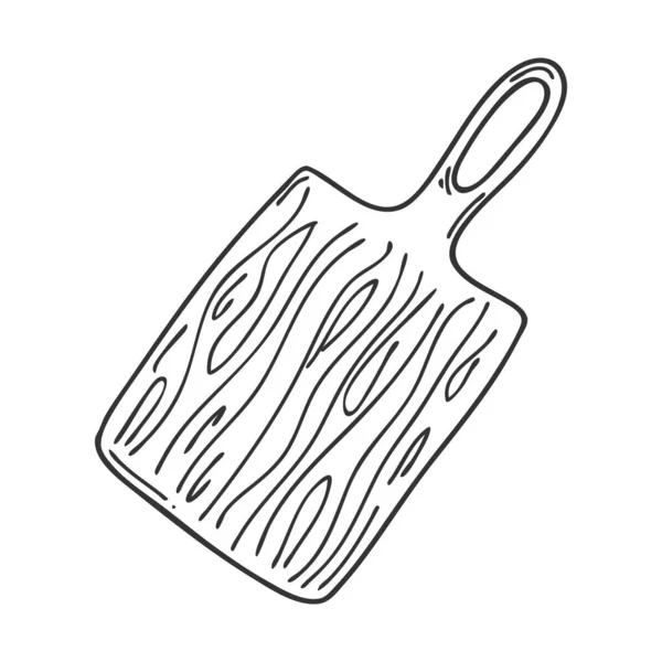 Holzschneidebrett Doodle Stil Küchenutensilien Gestaltungselement Für Die Dekoration Von Speisekarten — Stockvektor