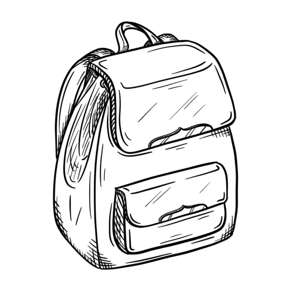 Skizze Eines Damenrucksacks Mit Magnetverschlüssen Stilvolle Modische Tasche Für Mädchen — Stockvektor