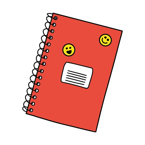 Uzavřený Školní Zápisník Spirále Stylu Doodle Papírnictví Pro Žáky Studenty — Stockový vektor