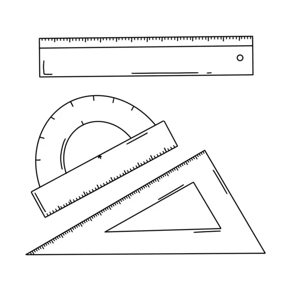Eine Reihe Von Schullinien Lineal Ecke Und Winkelmesser Büromaterial Für — Stockvektor