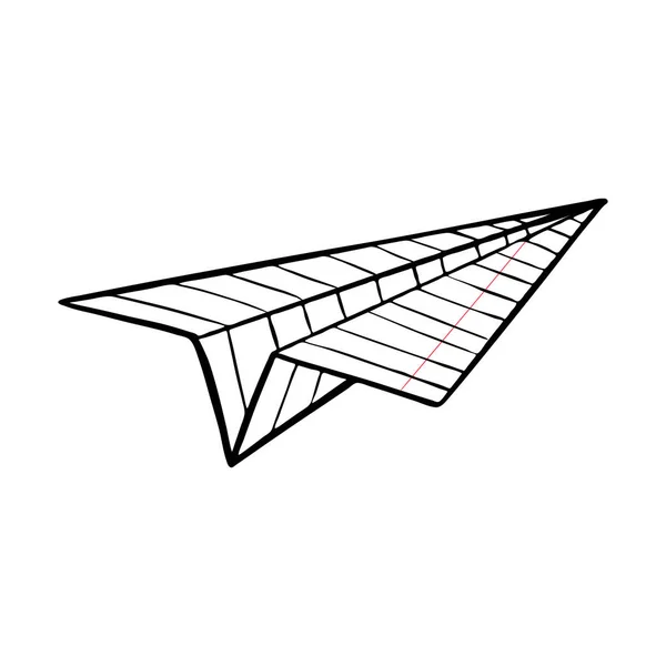 Defter Kağıdından Bir Uçak Origami Kağıt Işçiliği Hareket Sembolü Uçuş — Stok Vektör