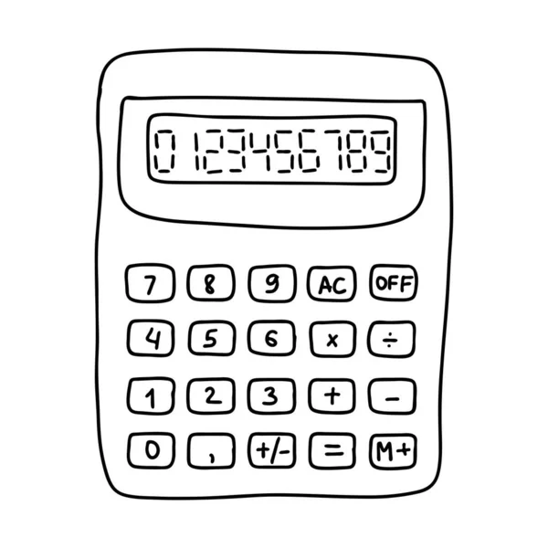 Calculator Doodle Style Device Mathematical Computational Calculations School Children Accountants — Stock Vector