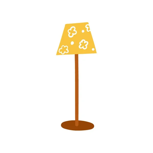 Vloerlamp Met Een Bloemkap Verlichtingstoestel Voor Het Huis Een Eenvoudige — Stockvector