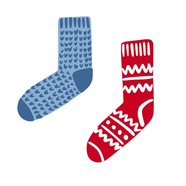 Теплі Зимові Шкарпетки Стилі Дудла Зимовий Осінній Одяг Простий Милий — стоковий вектор