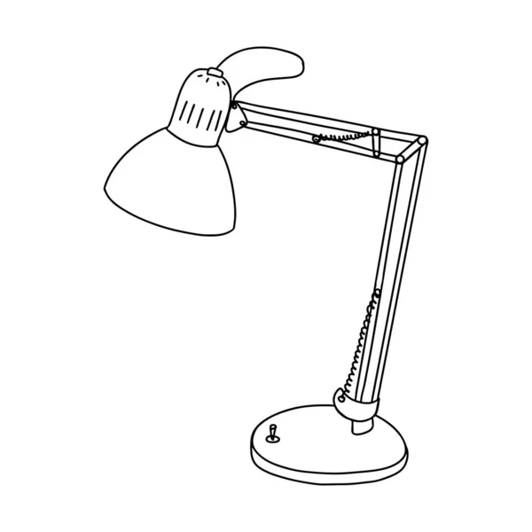 Lampada Tavolo Stile Doodle Dispositivo Illuminazione Lavoro Disegnato Mano Isolato — Vettoriale Stock