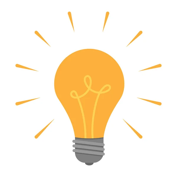 Burning Light Bulb Flat Style Symbol New Ideas Beginnings Flat — Stock Vector