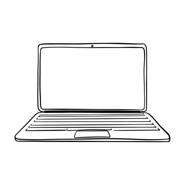 Σημειωματάριο Σκίτσων Ένα Ανοιχτό Laptop Κενό Χώρο Για Κείμενο Στην — Διανυσματικό Αρχείο