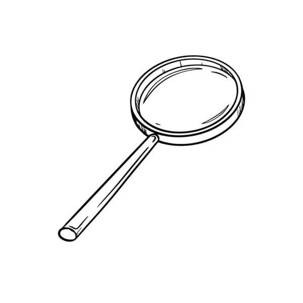 Эскиз Круглого Старого Лупы Ручкой Стиль Гравировки Искать Смотреть Значок — стоковый вектор