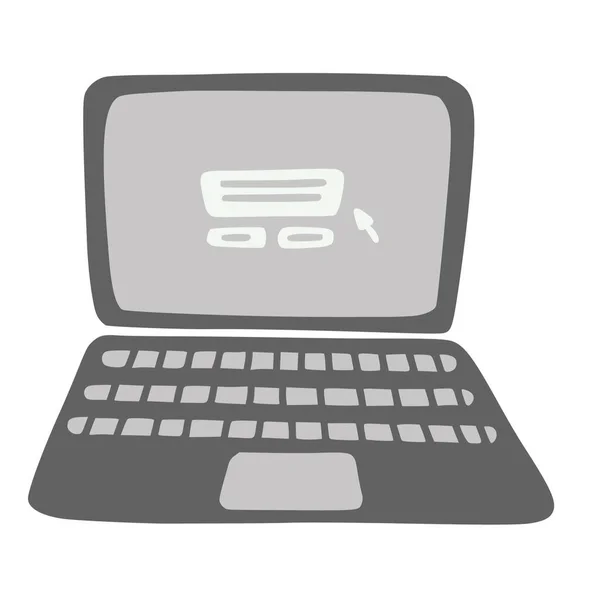 Ανοίξτε Laptop Στυλ Doodle Ένα Κενό Μόνιτορ Υπολογιστή Για Δουλειά — Διανυσματικό Αρχείο
