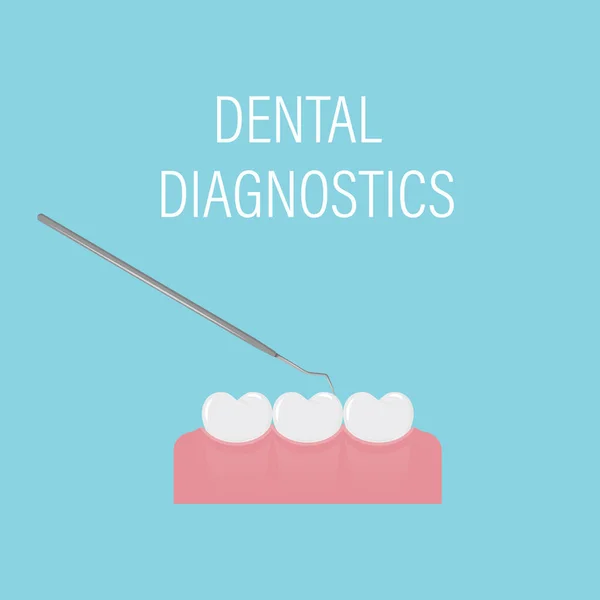 Examen Dental Dientes Con Herramienta Médica Cita Dental Preventiva Profesional — Vector de stock
