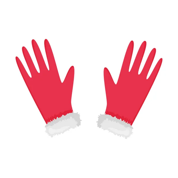 Rode Handschoenen Met Bont Een Platte Stijl Winter Hand Accessoire — Stockvector