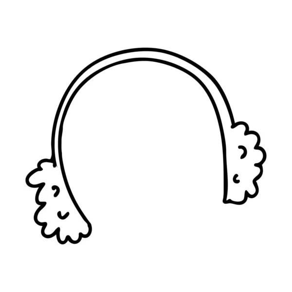 Zimní Sluchátka Kožešinou Stylu Doodle Kresba Ručně Kreslená Izolovaná Bílém — Stockový vektor