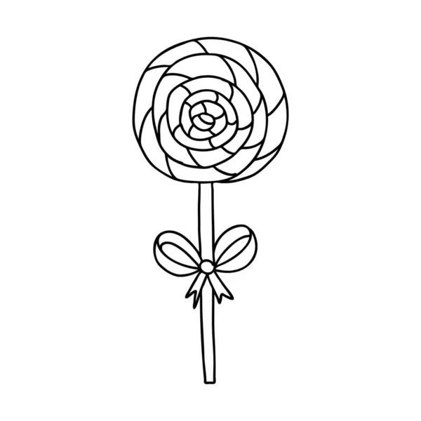 Lollipop Spiral Dengan Busur Doodle Style Sketsa Ini Digambar Dengan - Stok Vektor