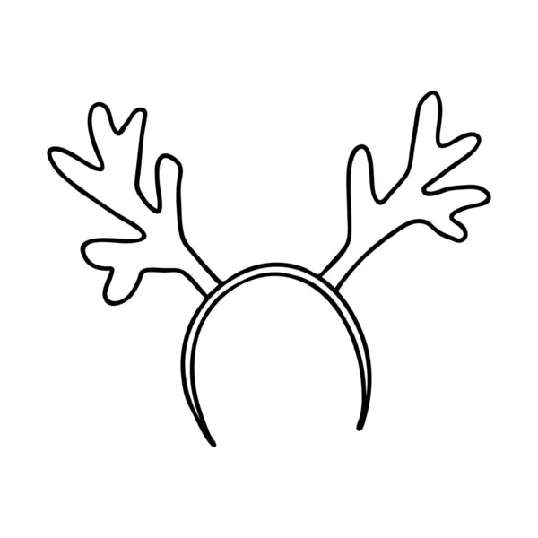 Head Band Deer Antlers Doodle Style Sketch Hand Drawn Isolated — Stock Vector