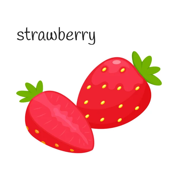 Einfache Erdbeere Mit Blättern Ganz Und Gar Nicht Eine Einzige — Stockvektor