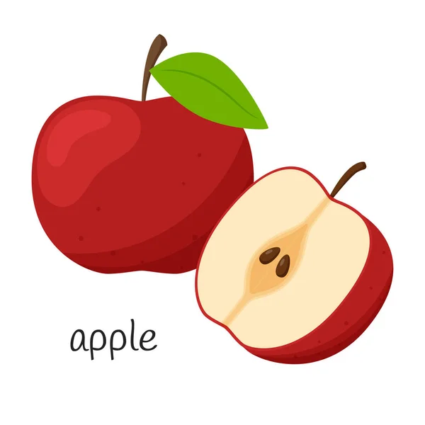 งแอปเป ลและคร งหน วยเมล แอปเป นคร สไตล แบน ไอคอนผลไม ภาพเวกเตอร — ภาพเวกเตอร์สต็อก