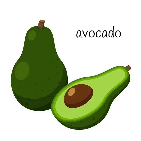 Ripe Avocado Whole Half Seed Vegetable Ingredient Element Packaging Design — Stock Vector