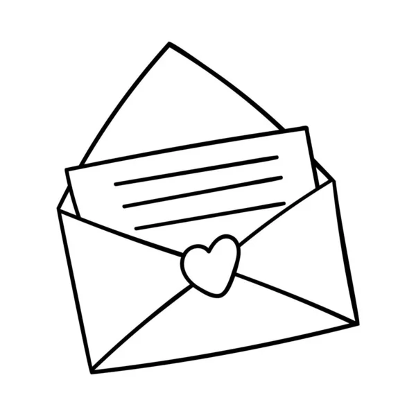 Offener Umschlag Mit Einem Brief Dekoratives Element Zum Valentinstag Ein — Stockvektor