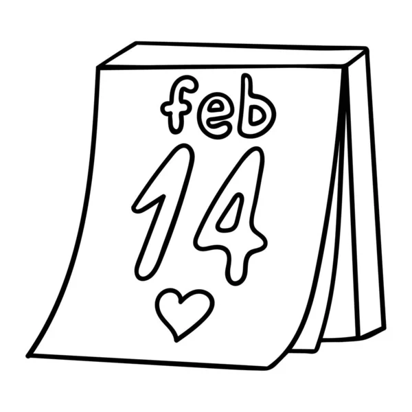 Kalendář Datem Února Dekorativní Prvek Valentýna Jednoduchý Objekt Návrhu Osnovy — Stockový vektor