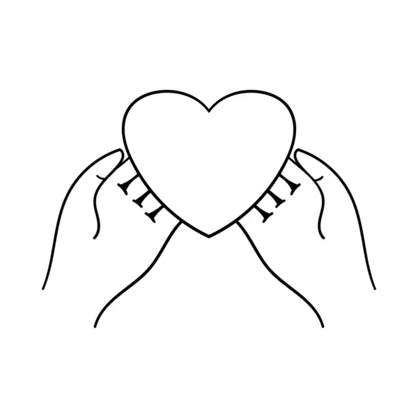 Valentinskarte Seinen Händen Hände Halten Das Herz Dekoratives Element Zum — Stockvektor