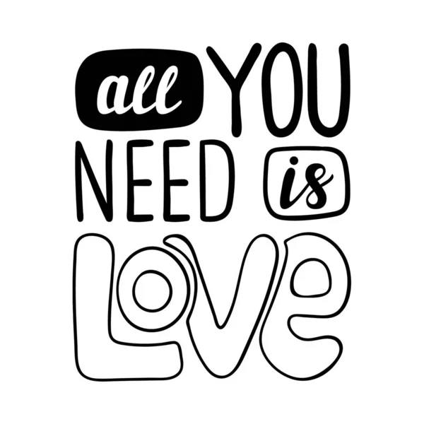 Plakát Slovy Vše Potřebujete Láska Jednoduchý Dekorativní Design Textového Prvku — Stockový vektor