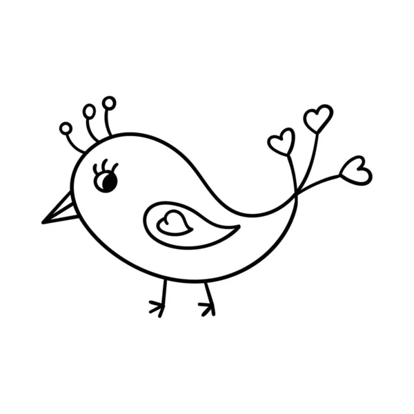 Симпатичная Птица Перьями Форме Сердца Элемент Декоративного Дизайна День Святого — стоковый вектор