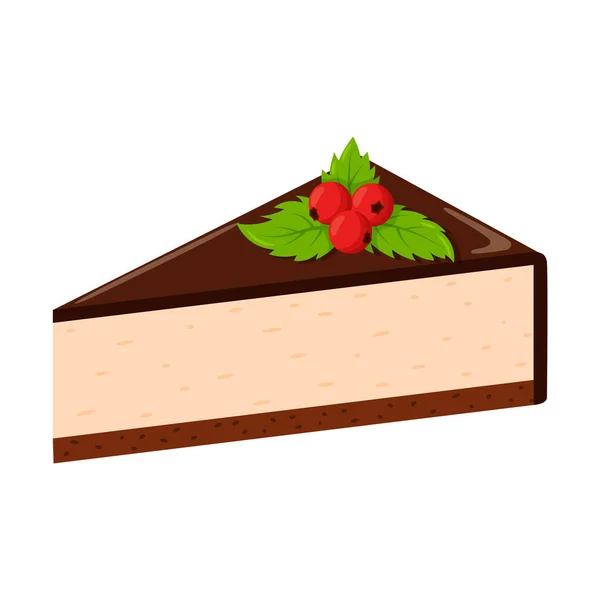Шоколадный Чизкейк Ягодами Мятными Листьями Жирная Высококалорийная Вредная Пища Десерт — стоковый вектор