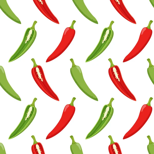 Απρόσκοπτη Μοτίβο Πιπεριές Χιλή Απλό Μοτίβο Χρωμάτων Λαχανικά Στοιχεία Στο — Διανυσματικό Αρχείο