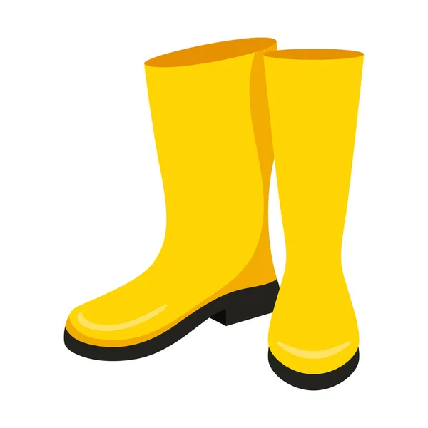 Yellow High Clean Rubber Boots Gardening Autumn Flat Style Isolated — 图库矢量图片