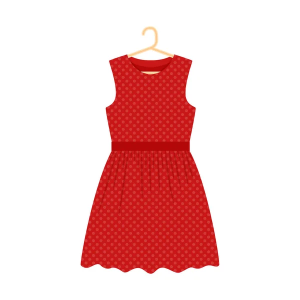 ハンガーに赤い水玉のドレス 袖のない夏のサンドレス 女性服 フラットスタイルのベクトルイラスト 白に隔離された — ストックベクタ