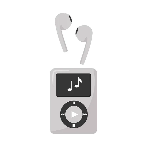 Grijze Digitale Muziekspeler Draadloze Hoofdtelefoon Elektronisch Apparaat Voor Het Luisteren — Stockvector